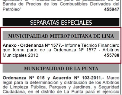 Municipalidad de Lima incrementa arbitrios para el 2012